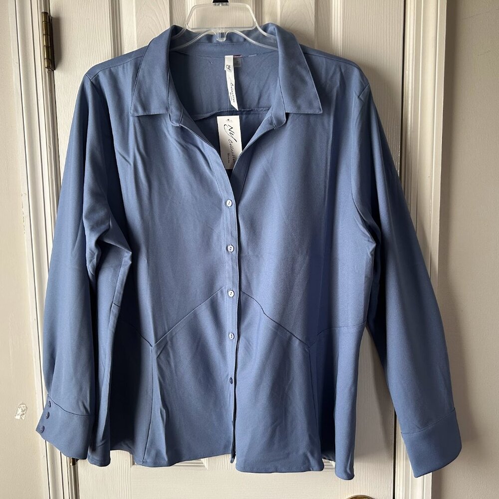 NWT NY Collection Women's Blouse Plus Size 3X Periwinkle Blue